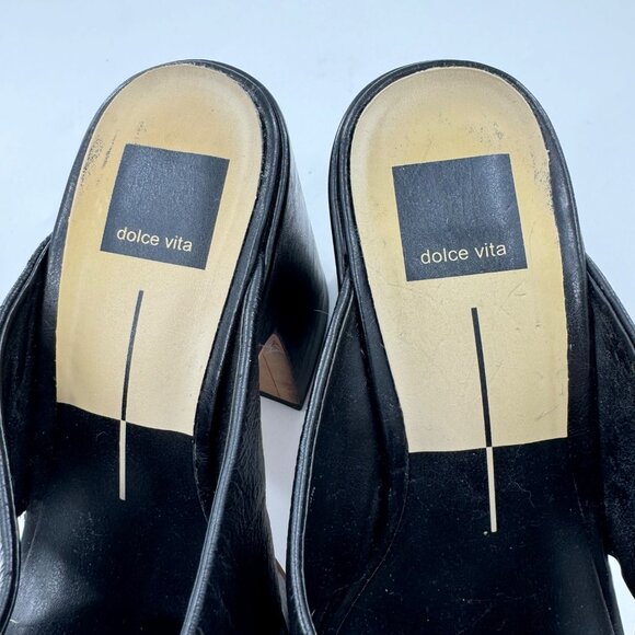 Dolce Vita Wonder Black Leather Platform Heeled Sandals Size 7.5 - Picture 5 of 11